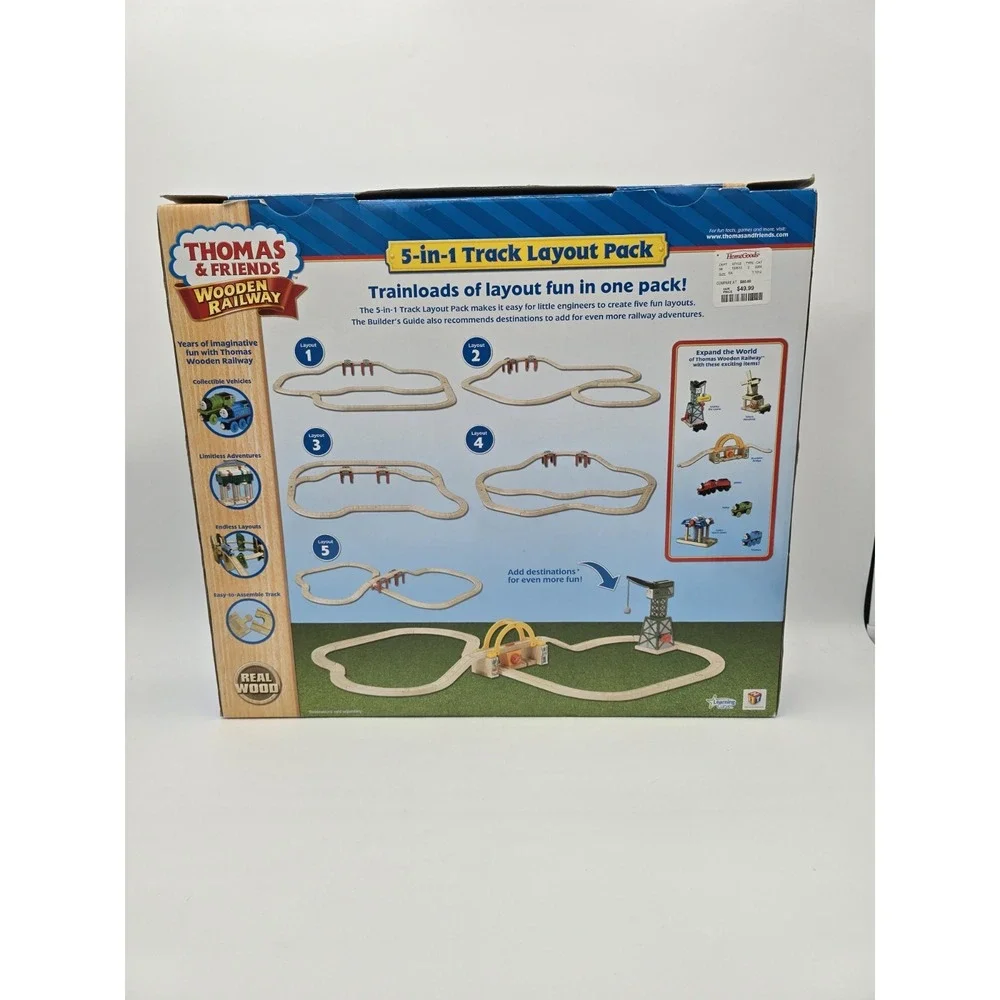 Thomas And friends Wooden railway 5 In 1 Track Layout Set 34 Pieces Open Box